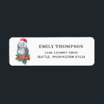 Étiquette Aquarelle Père Noël Chouette neige Poinsettia Noël<br><div class="desc">Joyeuses fêtes ! Complétez vos cartes de fin de année et invitations avec ce étiquette de adresse à thème de vacances. Il présente des illustrations d'aquarelle d'une chouette enneigée avec des poinsettias et des saints. Personnalisez en ajoutant votre nom et votre adresse. Des éléments correspondants sont disponibles.</div>