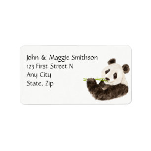 Étiquette Aquarelle personnalisée Panda mignonne, Ours asiat
