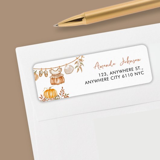 Étiquette Aquarelle Petit Citrouille Automne Baby shower d'a