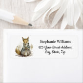 Étiquette Aquarelle Pilgrim Fox Automne Adresse de retour (En situation)