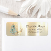 Étiquette Aquarelle Pine Arbre, Araignée de Noël Or (En situation)