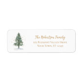 Étiquette Aquarelle Pine Tree Christmas Adresse de retour (Devant)