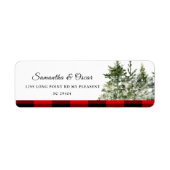 Étiquette Aquarelle Pine verte et Buffle rouge Plaid (Devant)