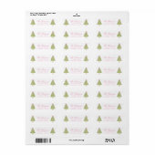 Étiquette Aquarelle Pink Nutcracker Arbre de Noël (Feuille entière)