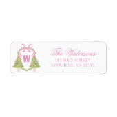 Étiquette Aquarelle Pink Nutcracker Monogram Crest Adresse (Devant)