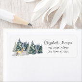 Étiquette Aquarelle pins, Cerf d'or (En situation)