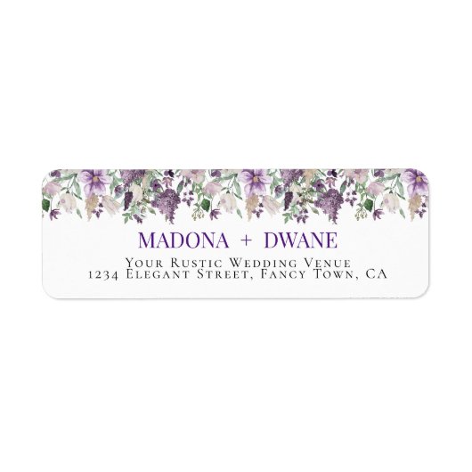 Étiquette Aquarelle Plum et Lilac Flower (Devant)
