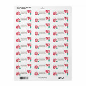 Étiquette Aquarelle Poinsettia Adresse de retour de vacances (Feuille entière)