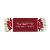 Étiquette Aquarelle Poinsettia Noël Adresse de vacances (Devant)