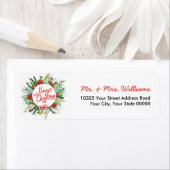 Étiquette Aquarelle Poinsettia Wreath Joyeux Noël (En situation)