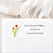 Étiquette Aquarelle Poppies Red Chic Floral Adresse de retou (En situation)