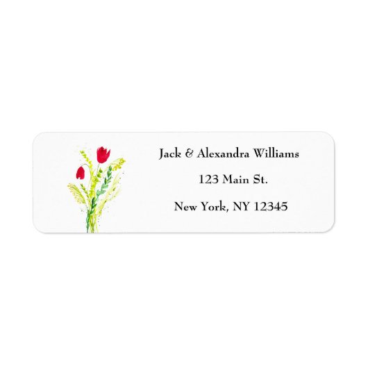 Étiquette Aquarelle Poppies Red Chic Floral Adresse de retou (Devant)