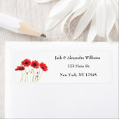 Étiquette Aquarelle Poppies Red Chic Floral Adresse de retou (En situation)