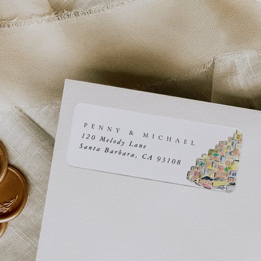 Étiquette Aquarelle Positano Italie Adresse de retour