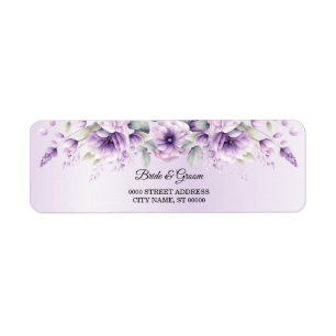 Étiquette Aquarelle Purple Floral Adresse de retour Label