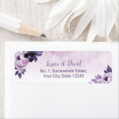 Étiquette Aquarelle Purple Floral Élégant Mariage de printem (En situation)