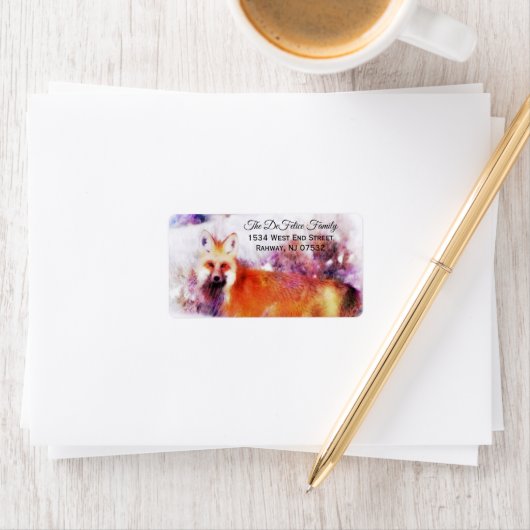 Étiquette Aquarelle Red Fox Repose (En situation)