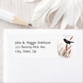 Étiquette Aquarelle Red Wing Blackbird Oiseau Art de la natu (En situation)