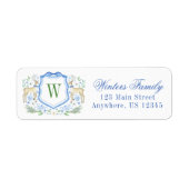 Étiquette Aquarelle Reindeder Monogram Crest Noël (Devant)