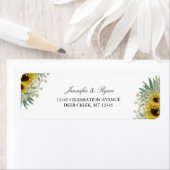 Étiquette Aquarelle romantique de tournesol (En situation)