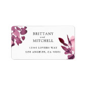 Étiquette Aquarelle romantique Plum Mariage (Devant)