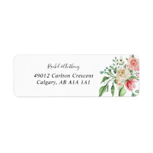 Étiquette Aquarelle romantique Rose Bouquet Élégant