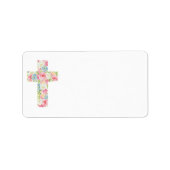 Étiquette Aquarelle rose Baptême Floral ou Christening (Devant)