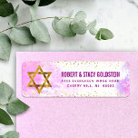 Étiquette Aquarelle rose bat mitzvah et adresse de retour or<br><div class="desc">Soyez fier, réjouissez-vous et célébrez cette étape importante de votre Bat mitzvah préféré ! Utilisez cette fausse feuille d'or étincelante, moderne et brillante Star of David et de minuscules points contre un arrière - plan d'aquarelle rose douce, retourner l'étiquette d'adresse pour annoncer sa journée spéciale. Personnalisez le texte personnalisé avec...</div>