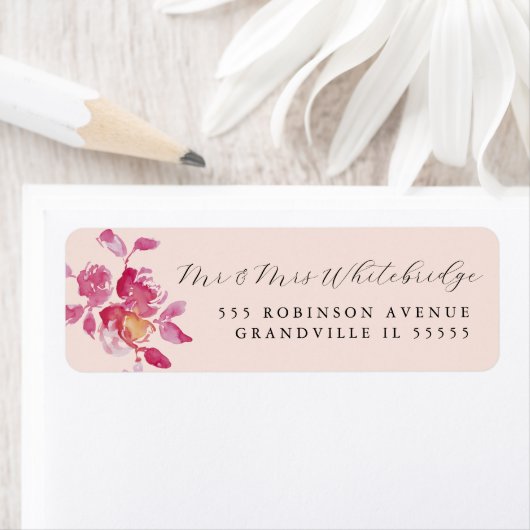 Étiquette Aquarelle Rose Blu Design moderne (En situation)