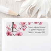 Étiquette Aquarelle rose cerisier Mariage floral (En situation)