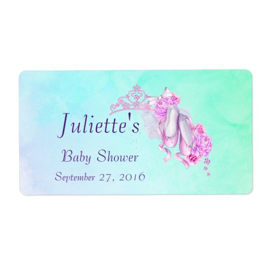 Étiquette Aquarelle rose Couronne & Ballet Chaussures Boutei (Devant)