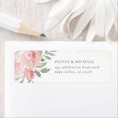 Étiquette Aquarelle Rose Elegant Adresse de retour (En situation)