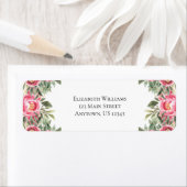 Étiquette Aquarelle rose Fleurs Adresse de retour (En situation)