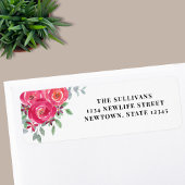 Étiquette Aquarelle rose Floral Adresse
