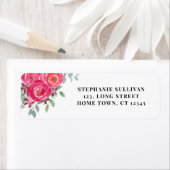 Étiquette Aquarelle rose Floral Adresse de retour (En situation)