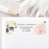 Étiquette Aquarelle rose Floral Adresse de retour Label (En situation)