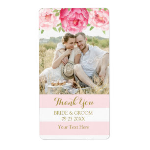 Étiquette Aquarelle rose Floral Blush Photo Wedding Étiquett