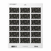 Étiquette Aquarelle rose Floral Botanique Motif noir (Feuille entière)
