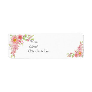 Étiquette Aquarelle rose Floral Mariage Adresse