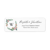 Étiquette Aquarelle rose Floral Monogramme Wreath (Devant)