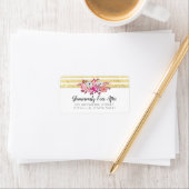 Étiquette Aquarelle rose Floral & Or Glam (En situation)