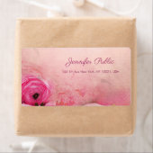 Étiquette Aquarelle Rose Floral Script Elégant Livraison (En situation)