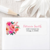 Étiquette Aquarelle rose mignonne Bouquet floral élégant (En situation)