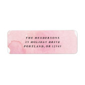 Étiquette Aquarelle rose minimale Adresse de retour (Devant)
