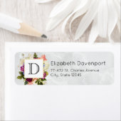 Étiquette Aquarelle rose moderne Bouquet floral Monogramme (En situation)