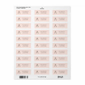 Étiquette Aquarelle rose Monogramme floral (Feuille entière)