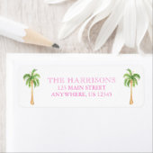 Étiquette Aquarelle rose Noël Palmiers Adresse (En situation)