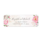 Étiquette Aquarelle rose Peine florale Elégante Adresse (Devant)