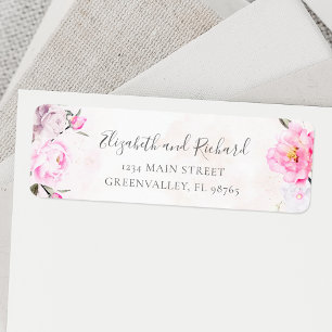 Étiquette Aquarelle rose Peine florale Elégante Adresse