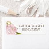 Étiquette Aquarelle rose romantique Peony (En situation)